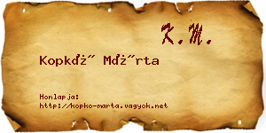 Kopkó Márta névjegykártya